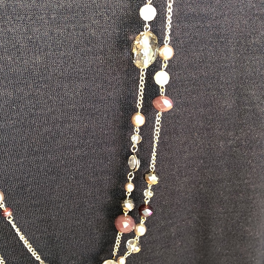 Double strand purple and silver necklace - Picture 3 of 4
